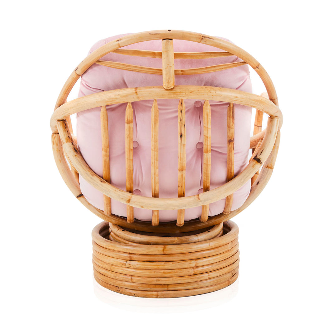 Pink & Rattan Cushion Egg Chair