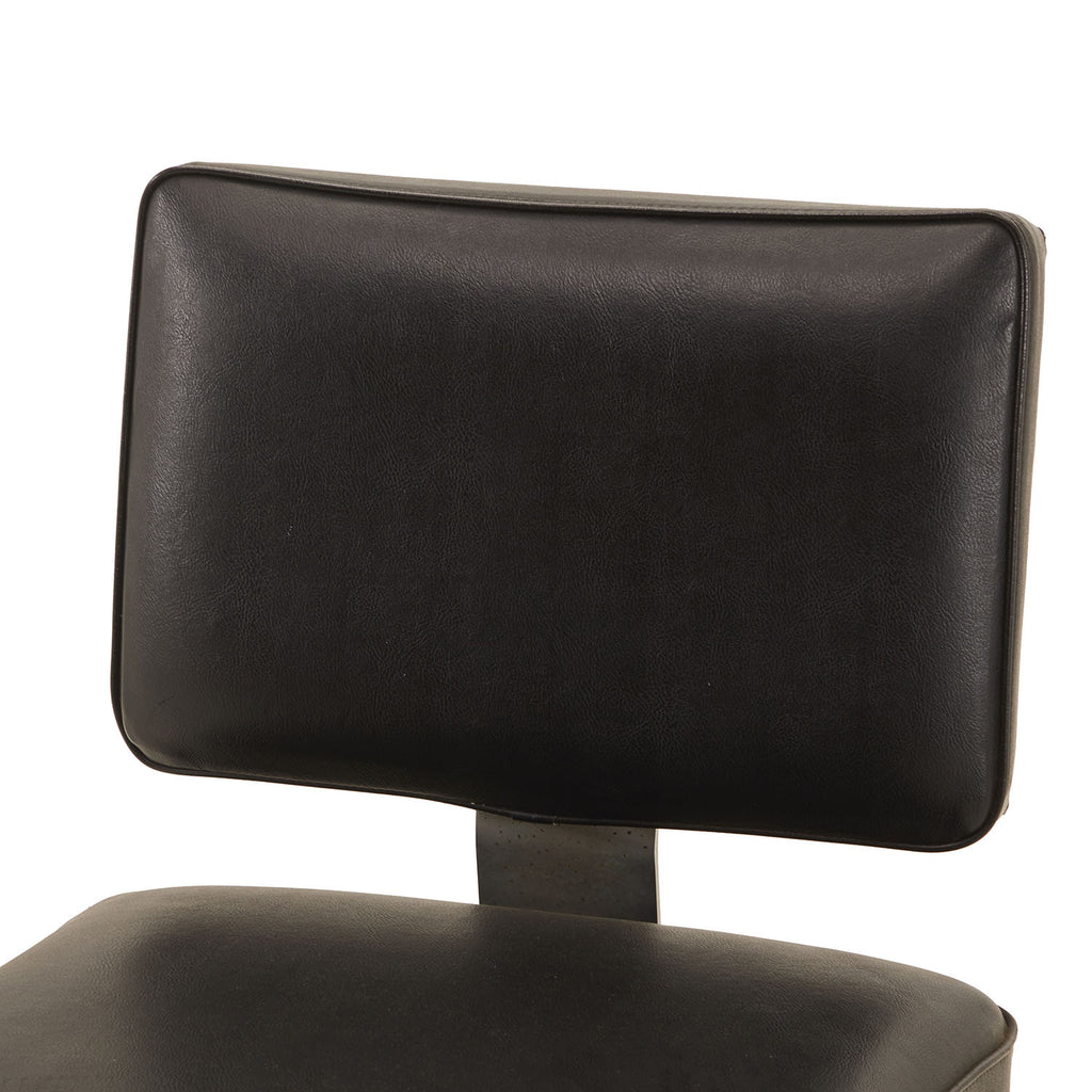 Black Leather & Metal Low Side Chair