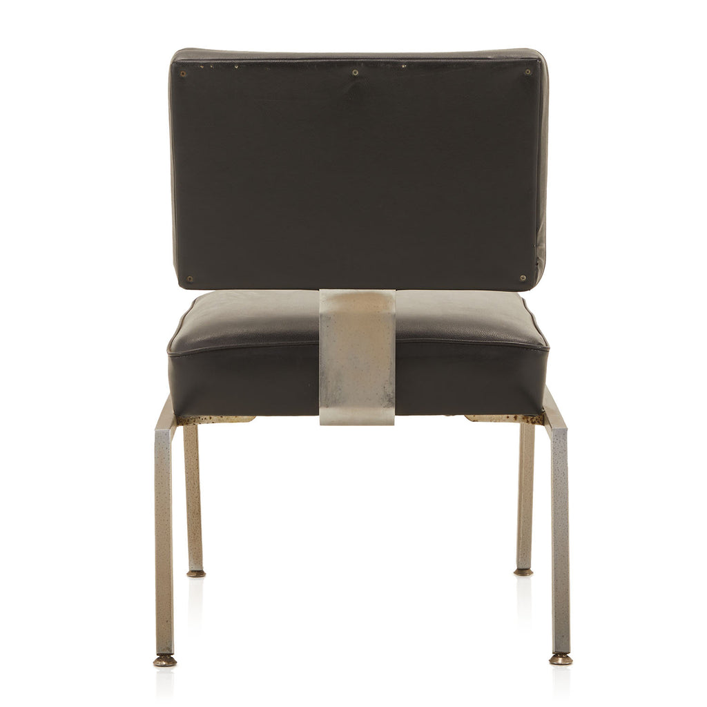 Black Leather & Metal Low Side Chair
