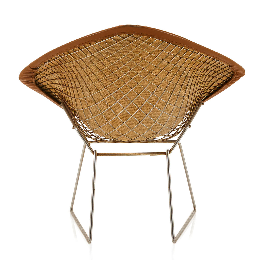 Brown Leather Covered Bertoia Diamond Chair