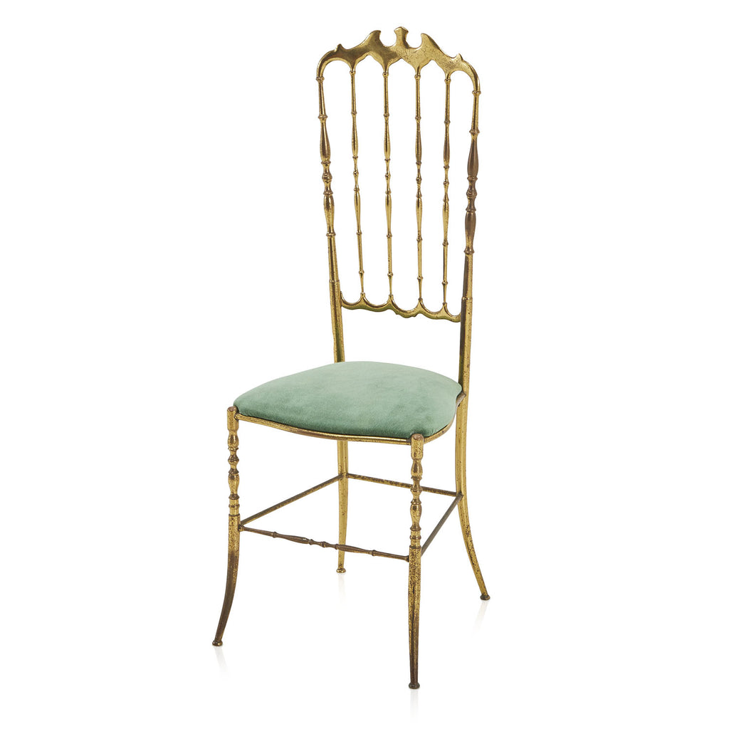 Gold High Back Chair with Teal Cushion