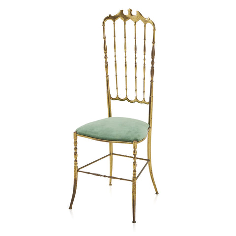 Gold High Back Chair with Teal Cushion