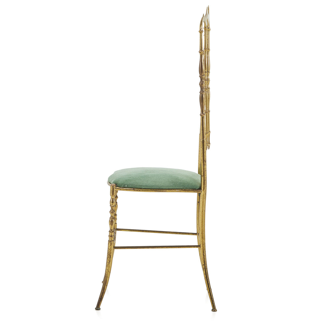 Gold High Back Chair with Teal Cushion