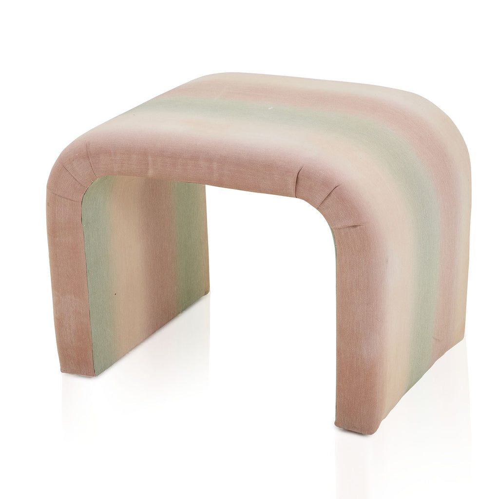 Pastel Striped Curved 80s Ottoman