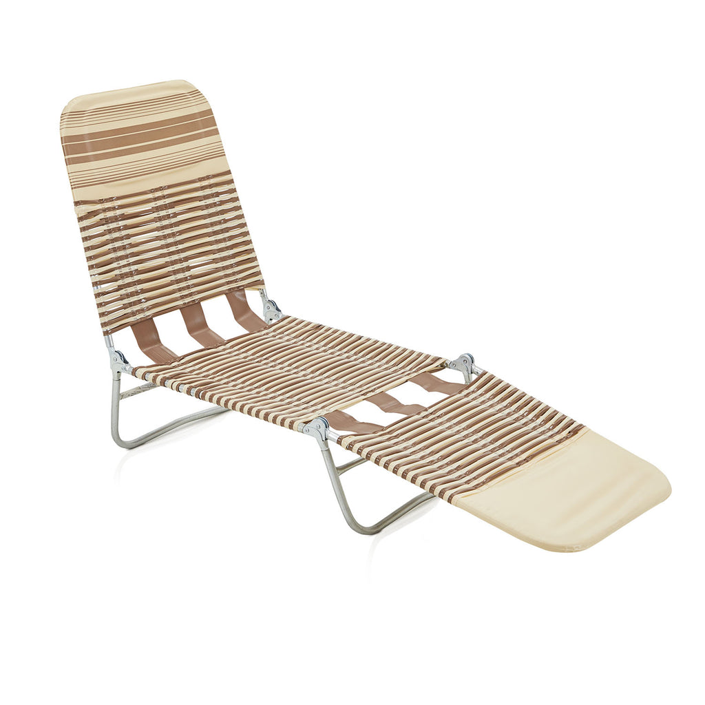 Brown & Tan Folding Chaise Lounger