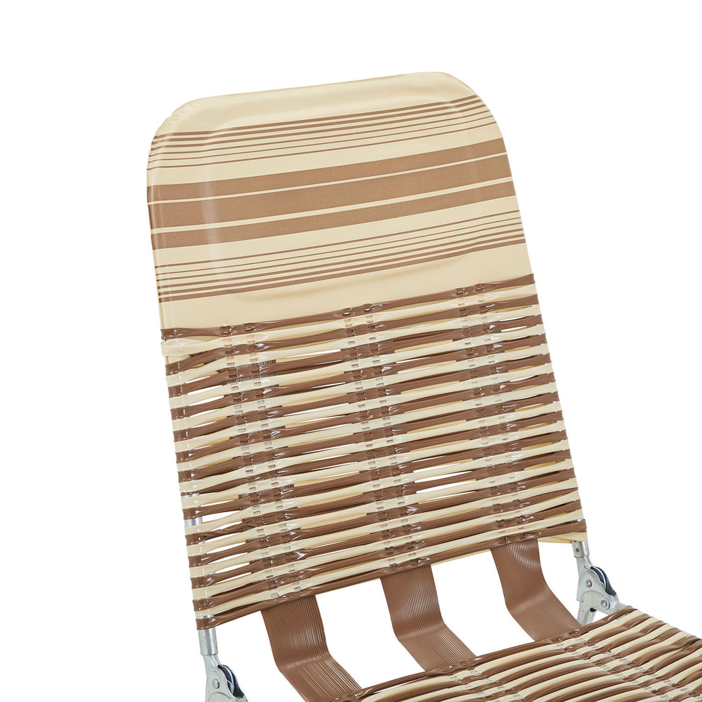 Brown & Tan Folding Chaise Lounger