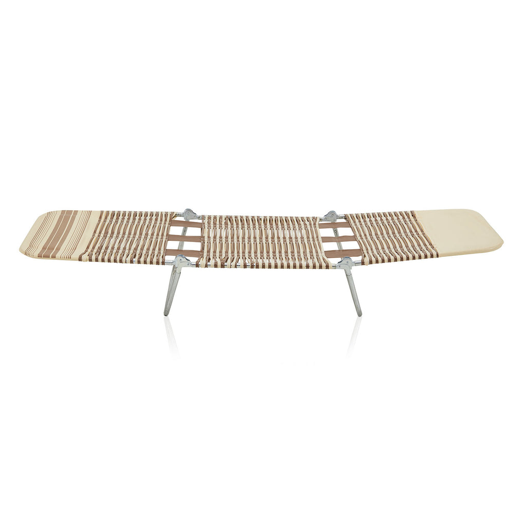Brown & Tan Folding Chaise Lounger