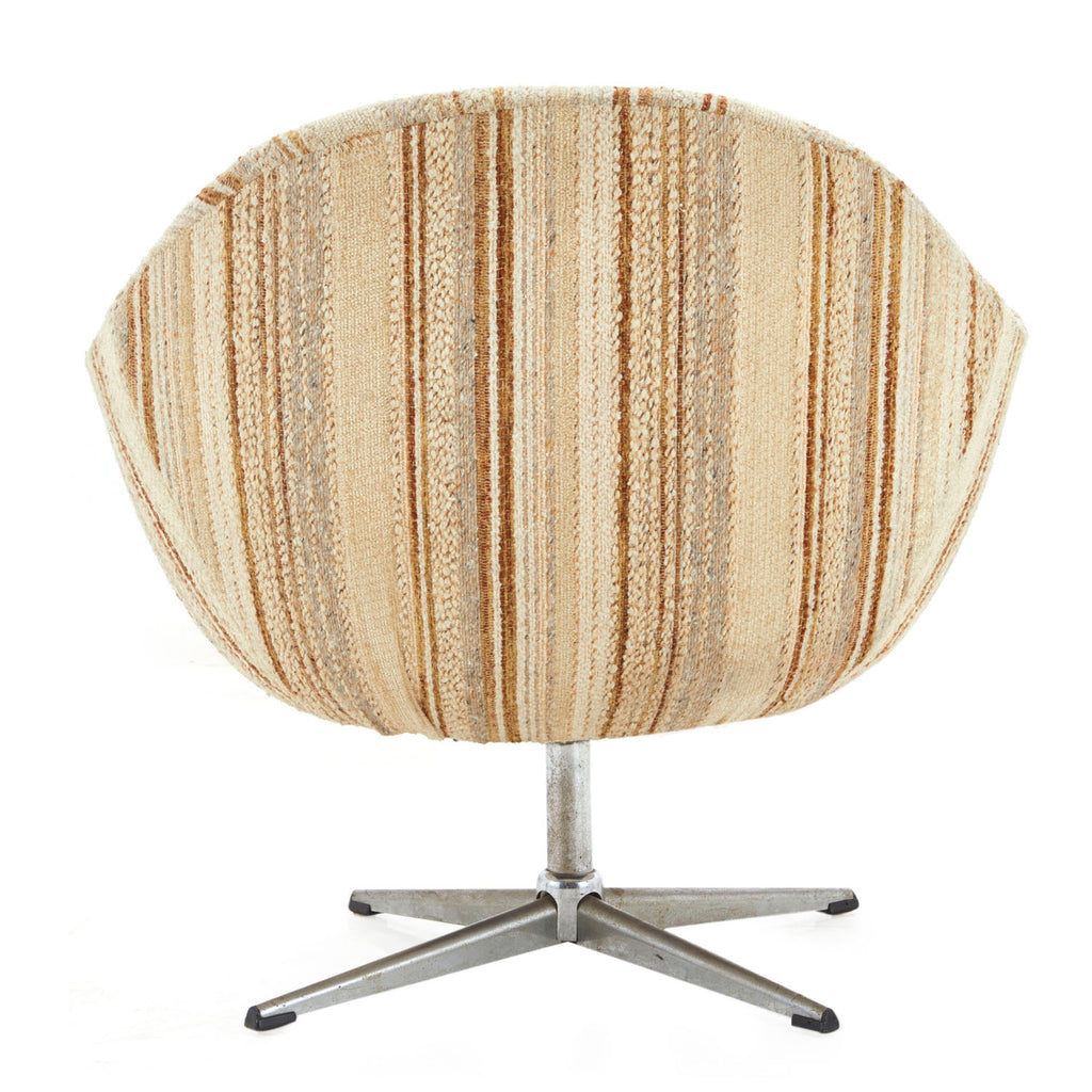 Tan Striped Vintage Fabric Bucket Armchair