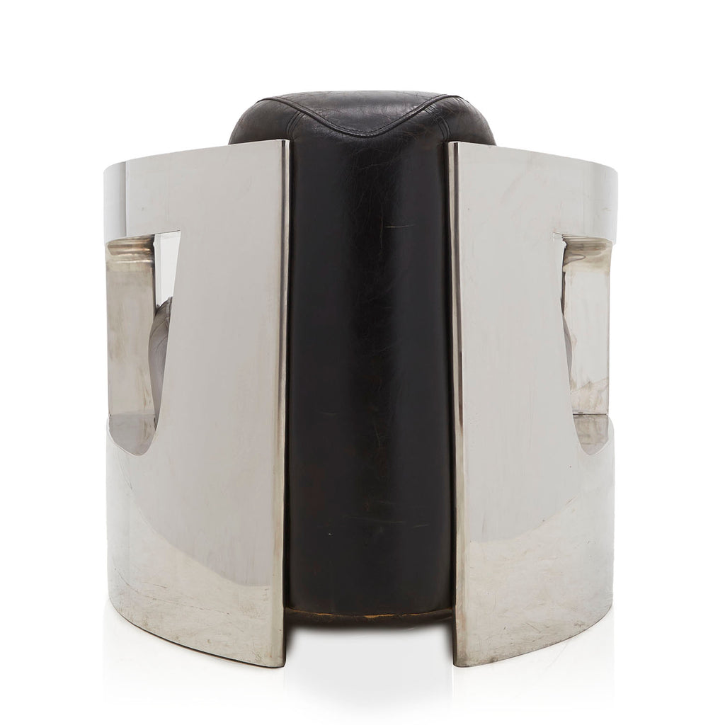 White & Black Leather Chrome Aviator Armchair