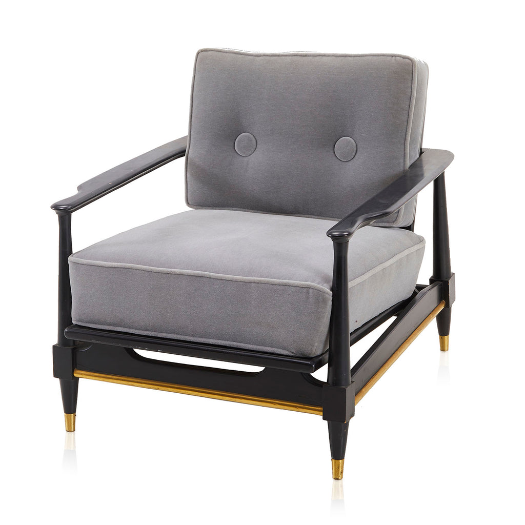 Grey/Blue Velvet Armchair
