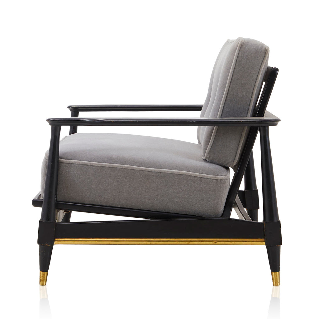 Grey/Blue Velvet Armchair