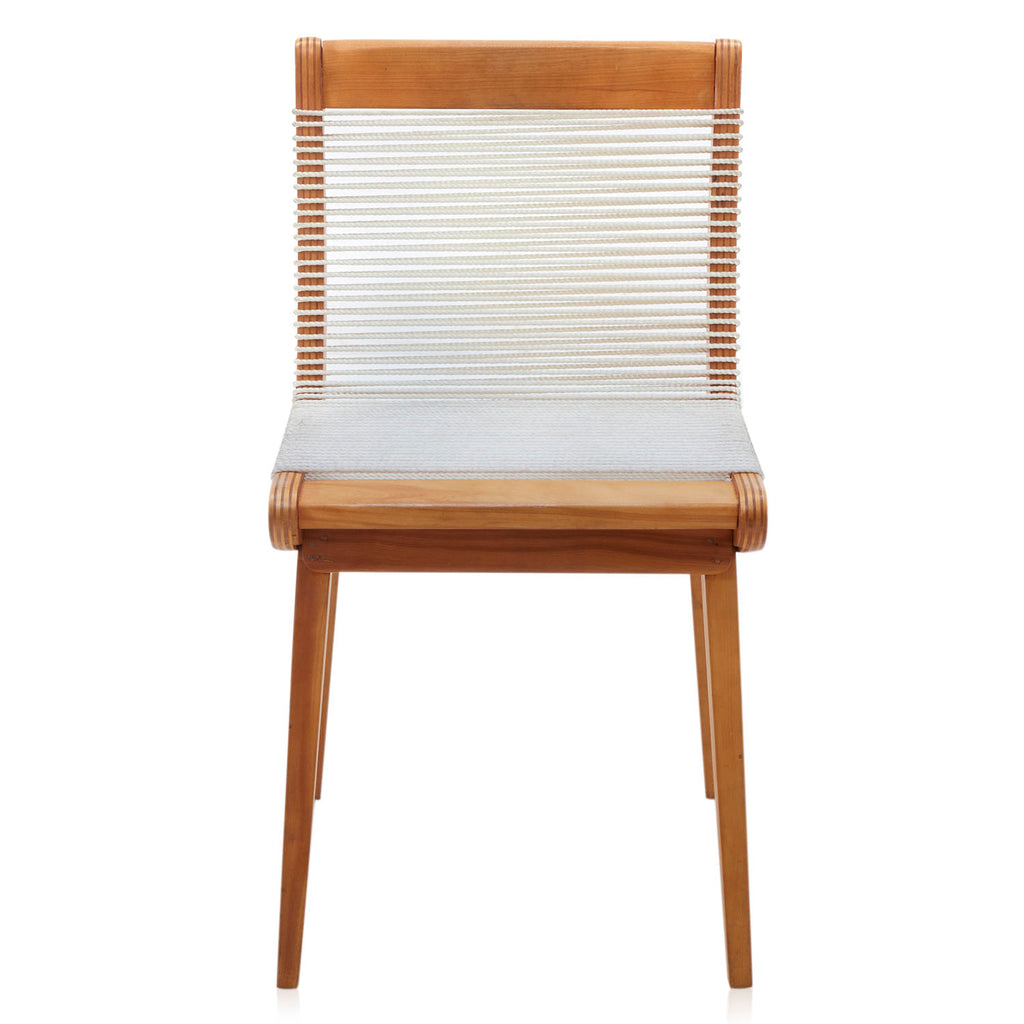 Wood Side Chair with White Rope Seat