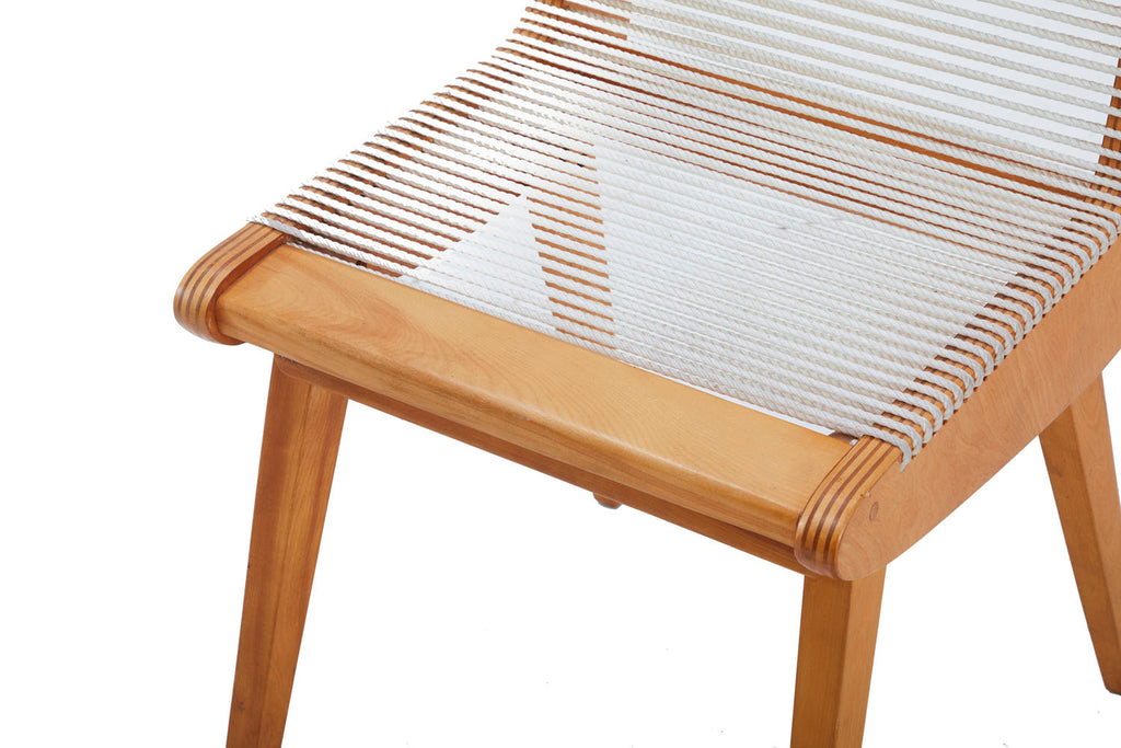 Wood Side Chair with White Rope Seat
