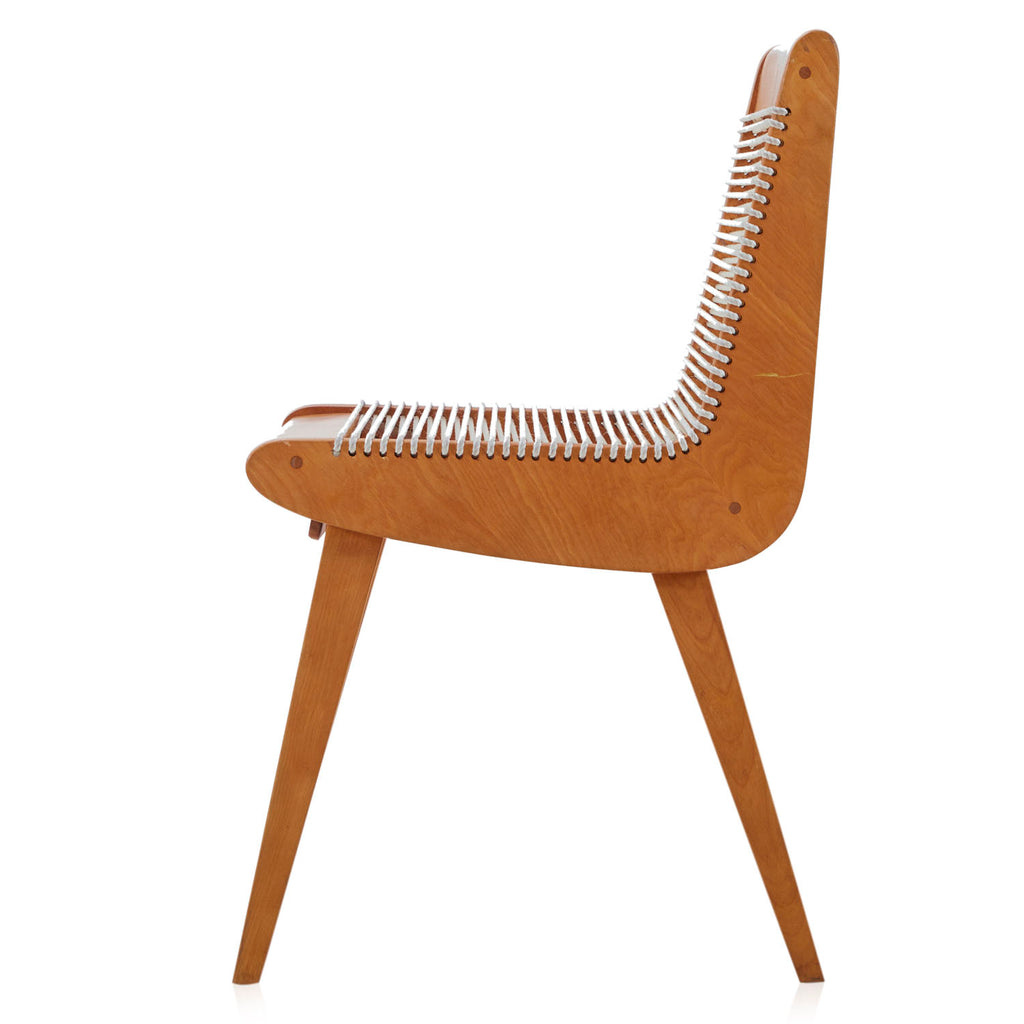 Wood Side Chair with White Rope Seat