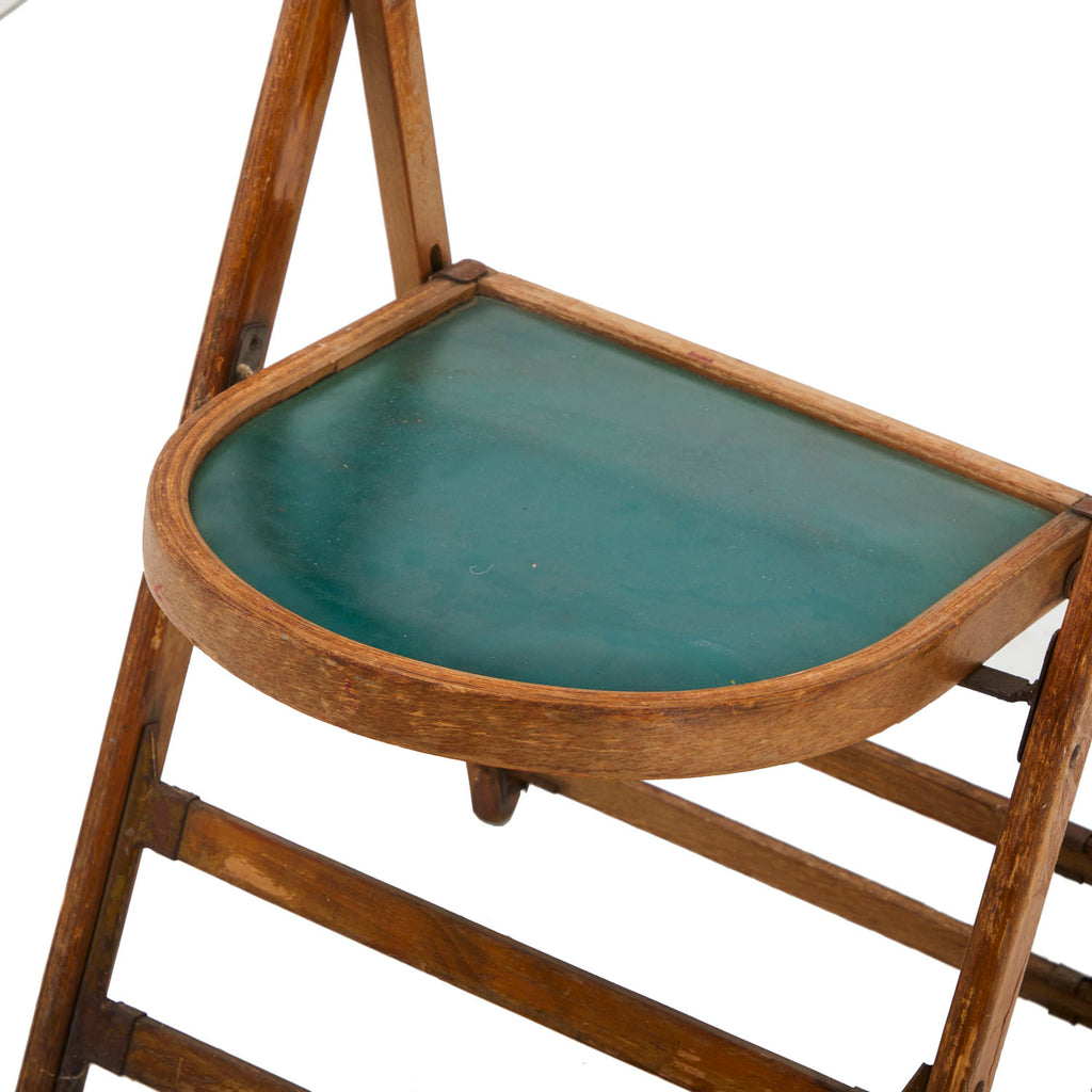 Wood & Green Vintage Card Table Chair