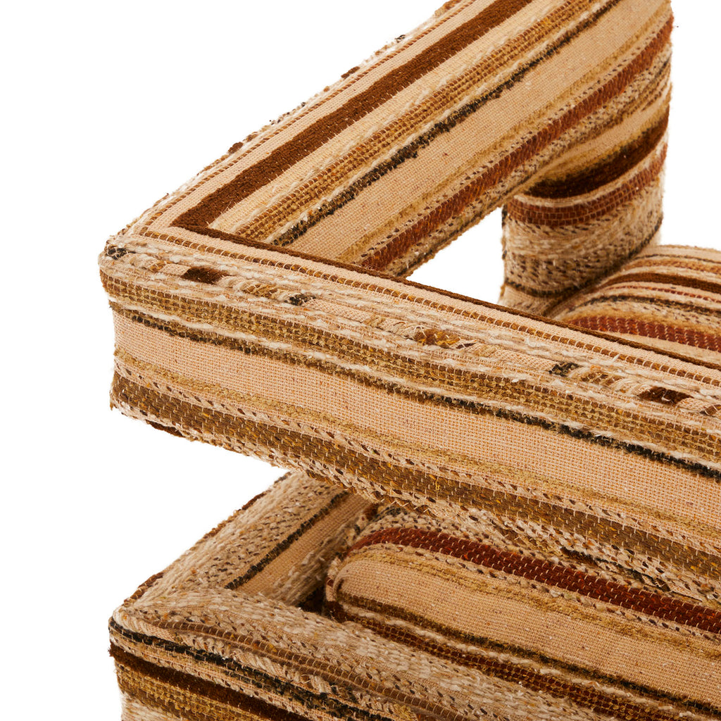 Tan & Brown Striped Modern Floating Back Lounge Chair