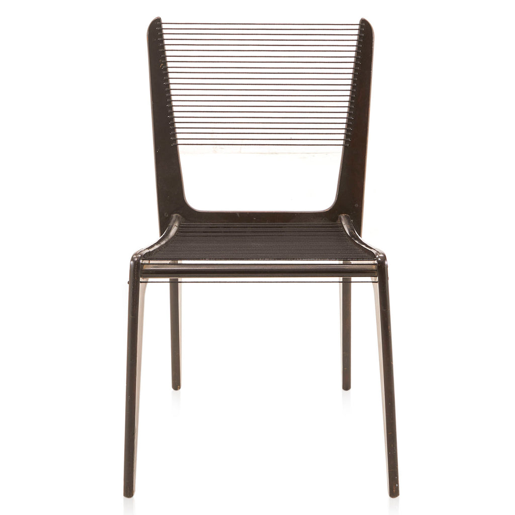 Black Wood Black String Side Chair