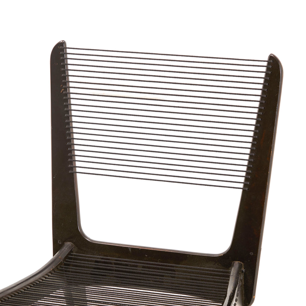 Black Wood Black String Side Chair