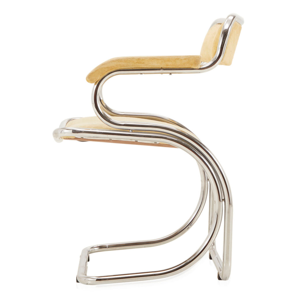 Yellow Velvet & Chrome Dining Arm Chair