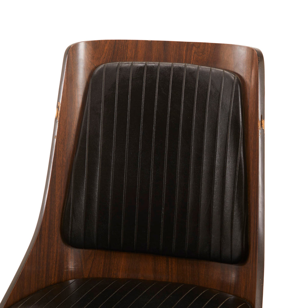 Wood & Black Leather Padded Chair