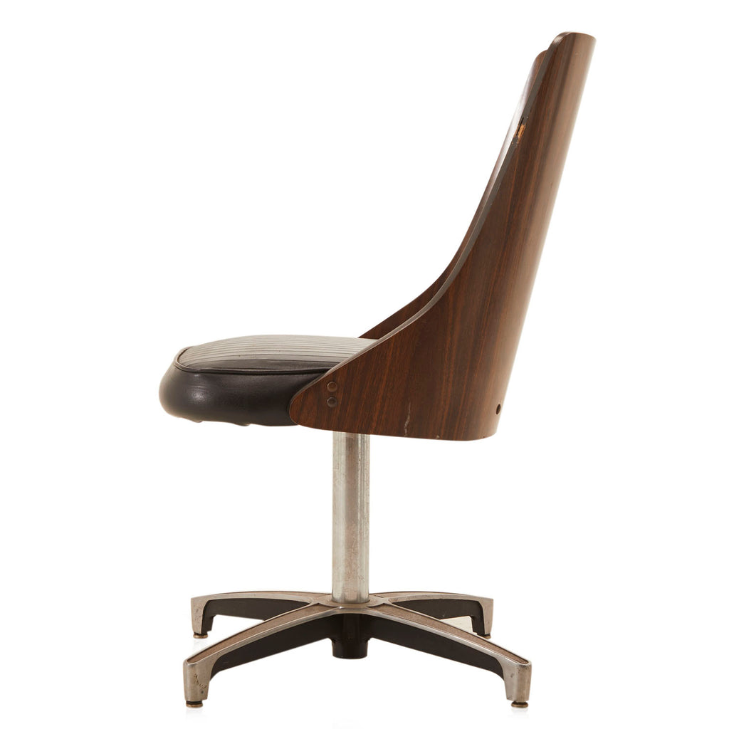 Wood & Black Leather Padded Chair