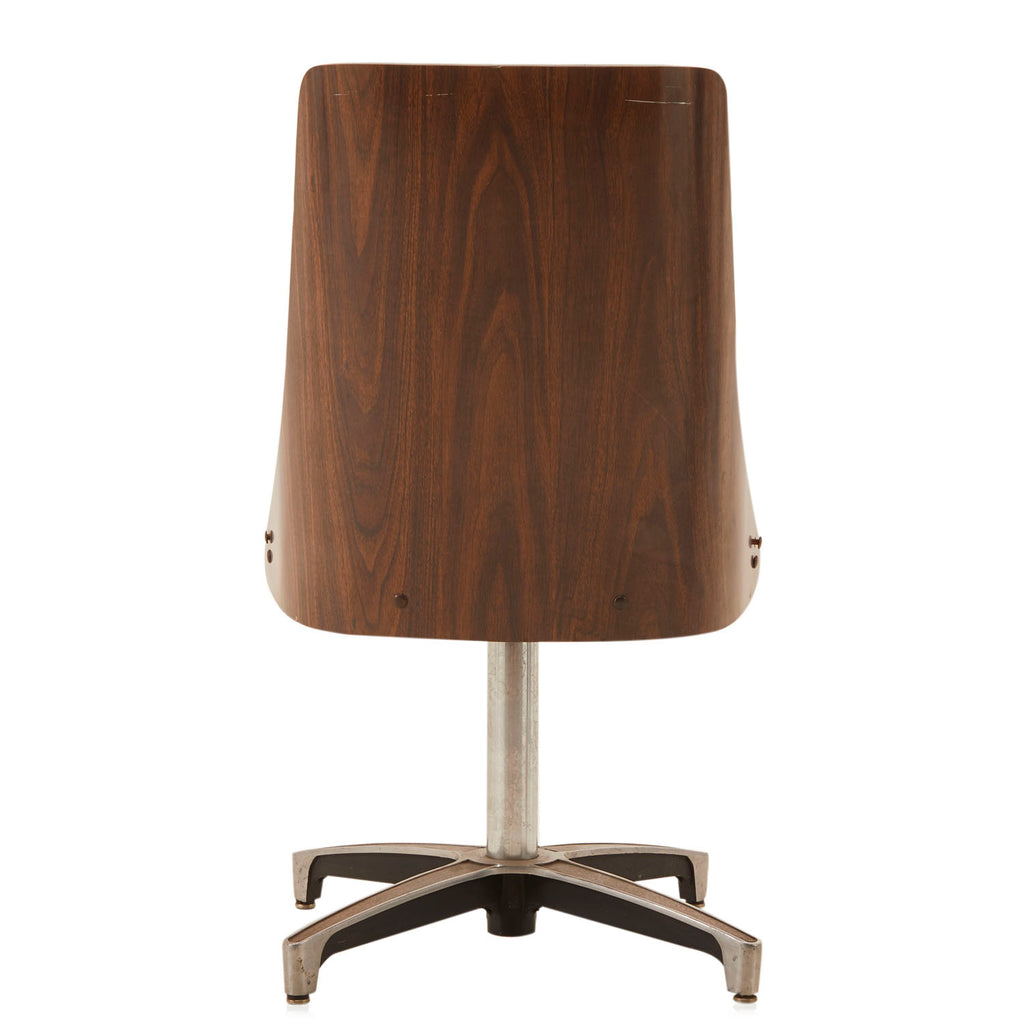 Wood & Black Leather Padded Chair