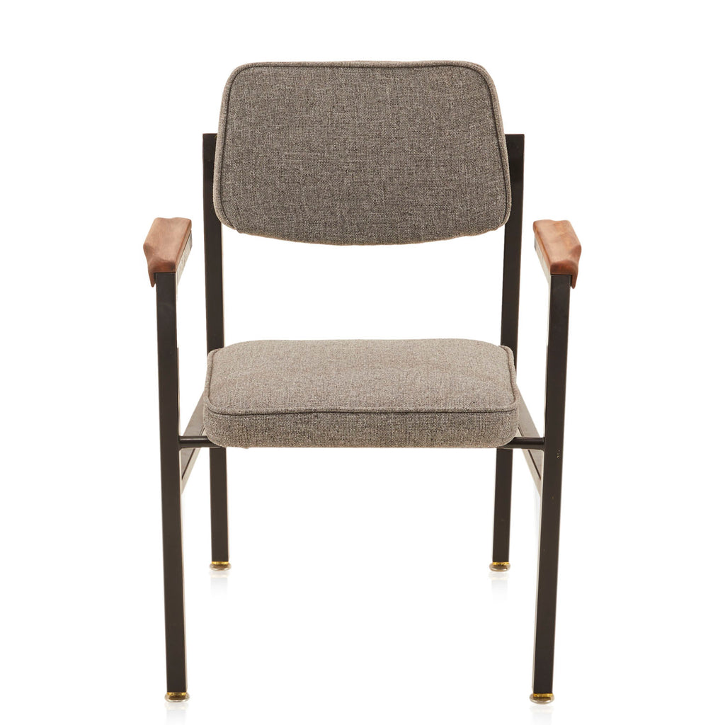 Grey & Black Metal Modern Fabric Floating-Arm Chair