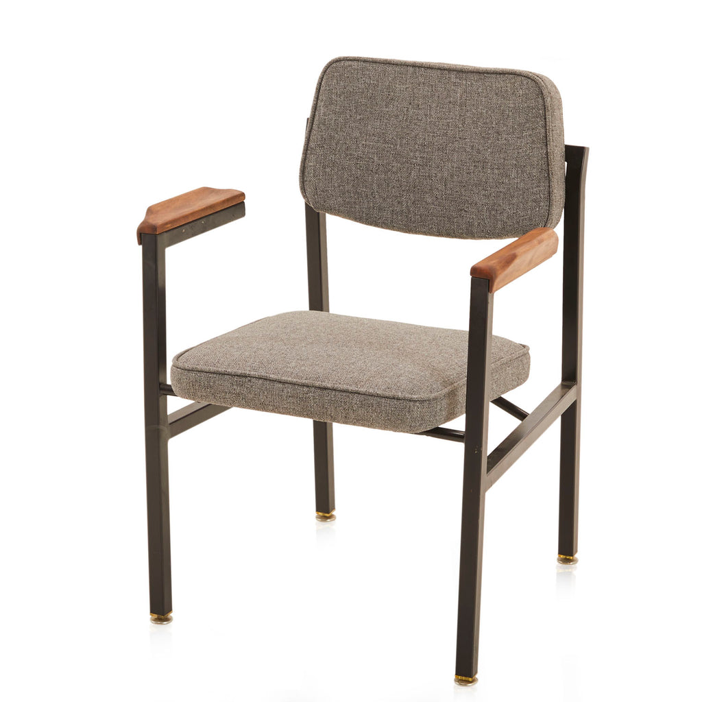Grey & Black Metal Modern Fabric Floating-Arm Chair