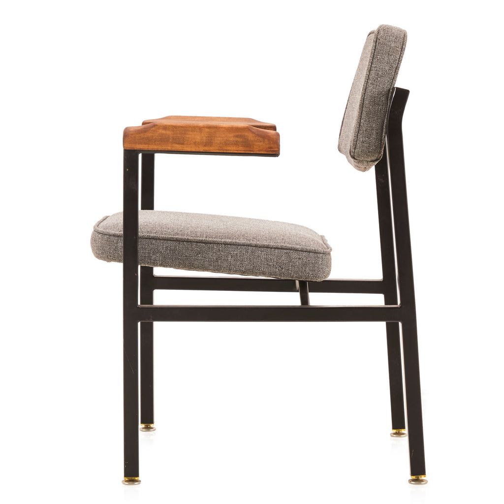 Grey & Black Metal Modern Fabric Floating-Arm Chair