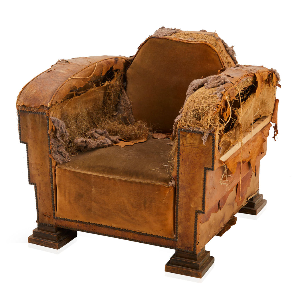 Heavily Distressed Brown Armchair