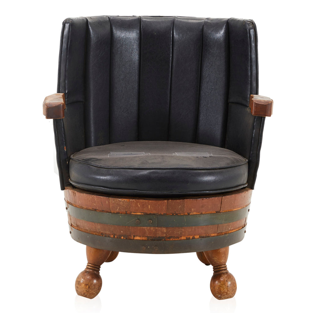 Rustic Barrel Black Leather Armchair