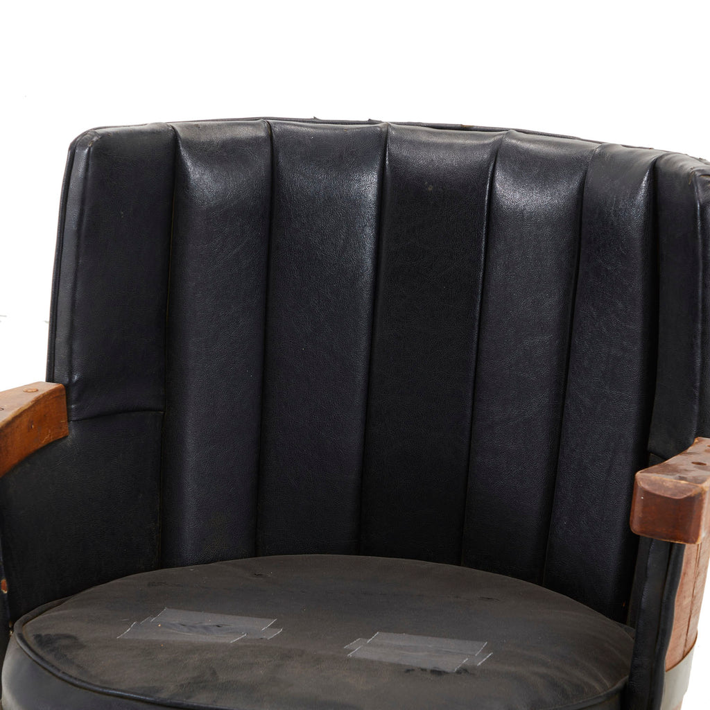 Rustic Barrel Black Leather Armchair