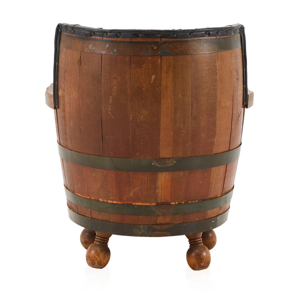Rustic Barrel Black Leather Armchair