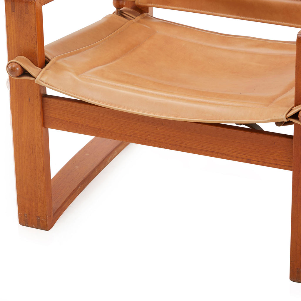 Tan Leather + Wood Armchair