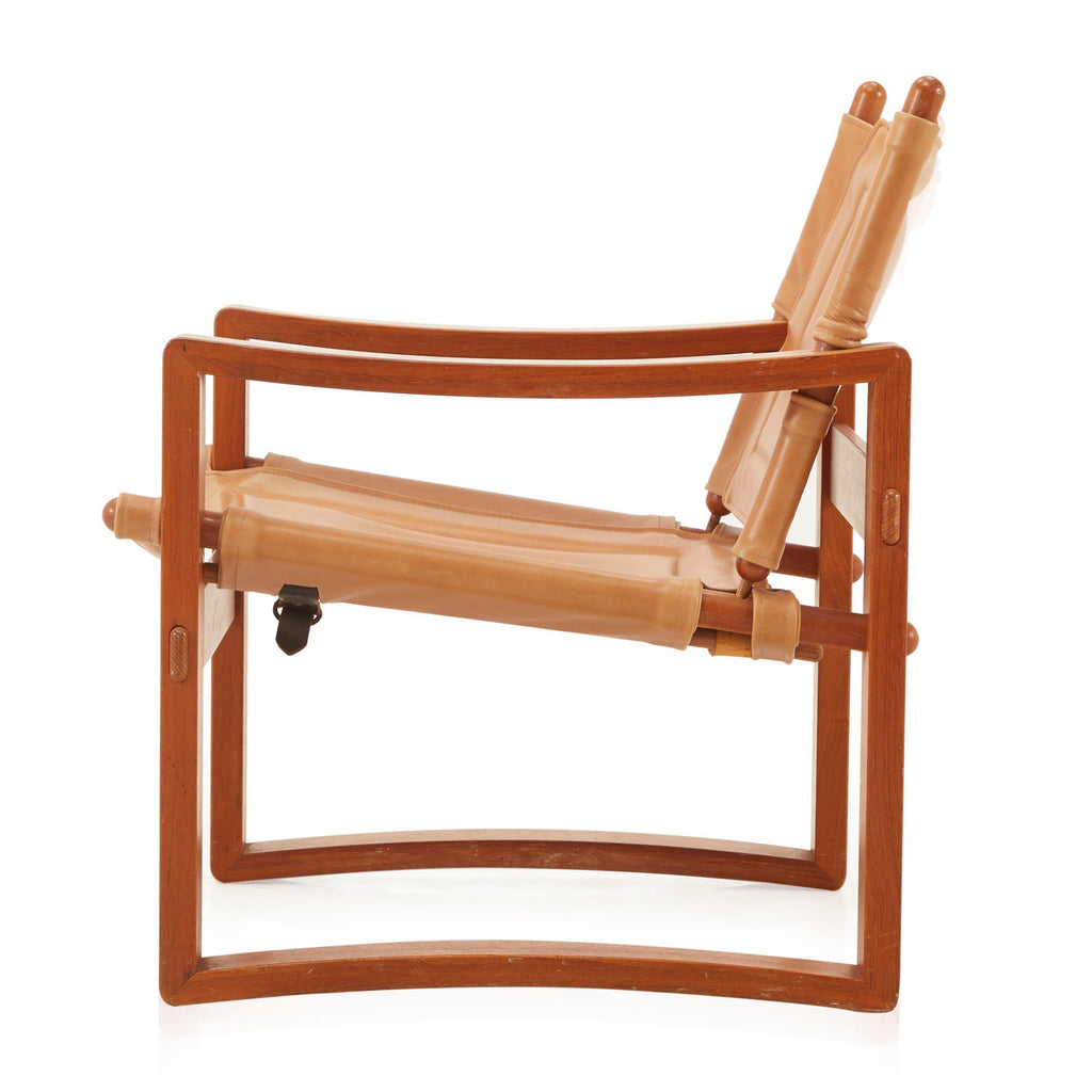 Tan Leather + Wood Armchair