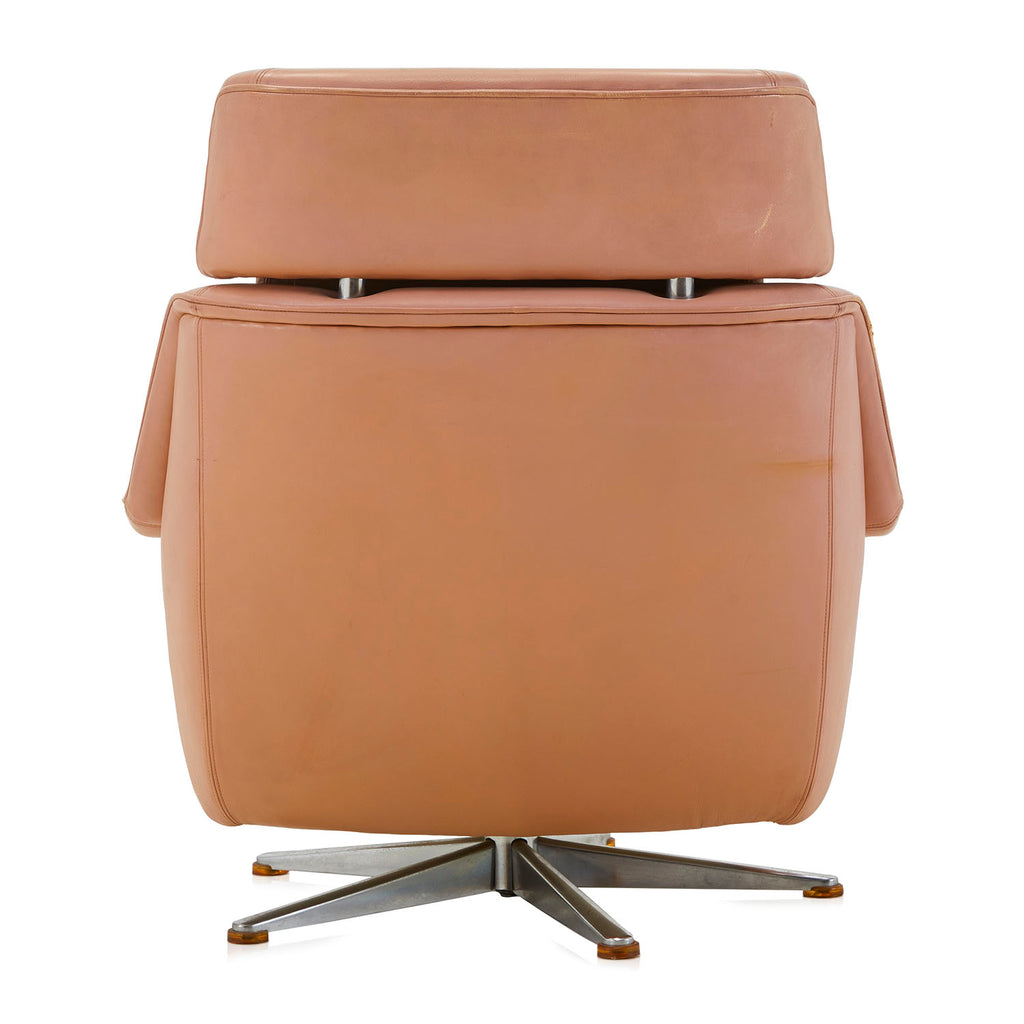 Tan Putty Leather Lounge Chair w/ Ottoman
