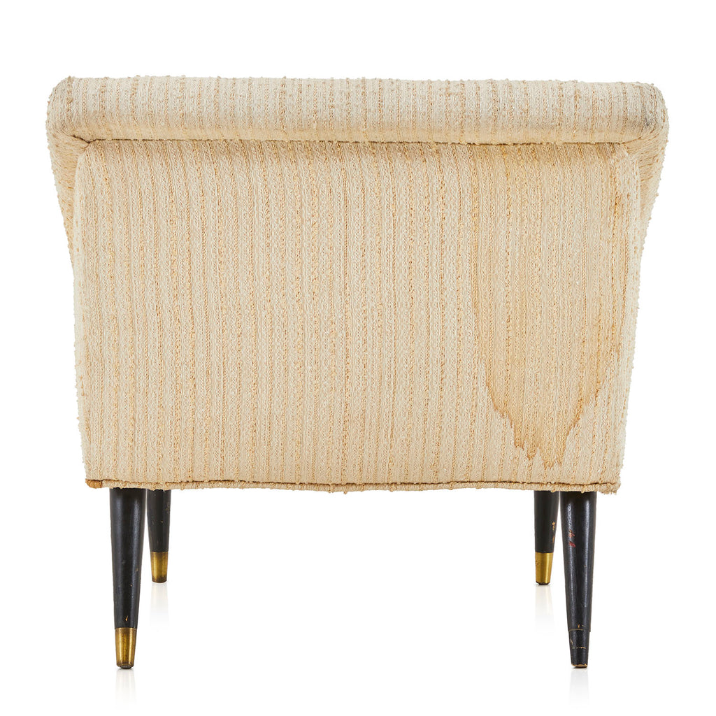 White Cream Angled Mid Century Armchair