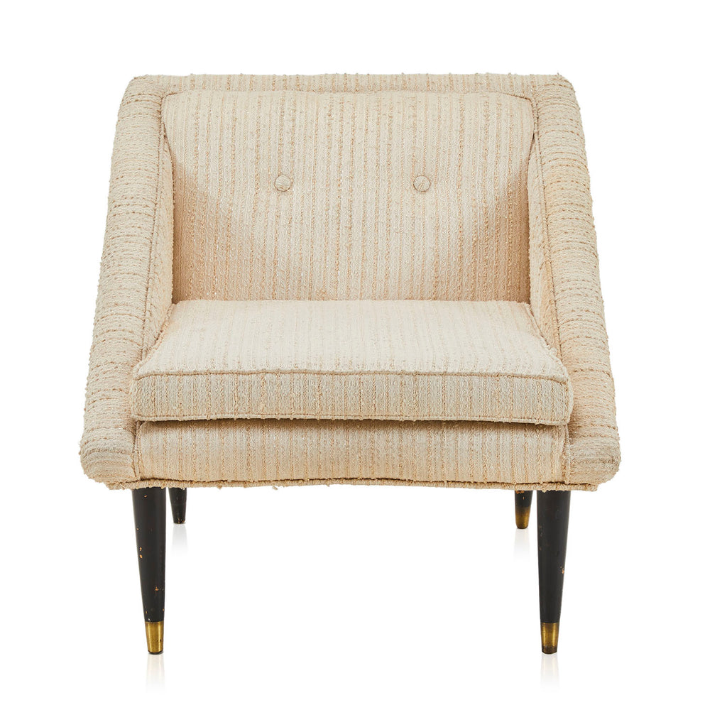 White Cream Angled Mid Century Armchair