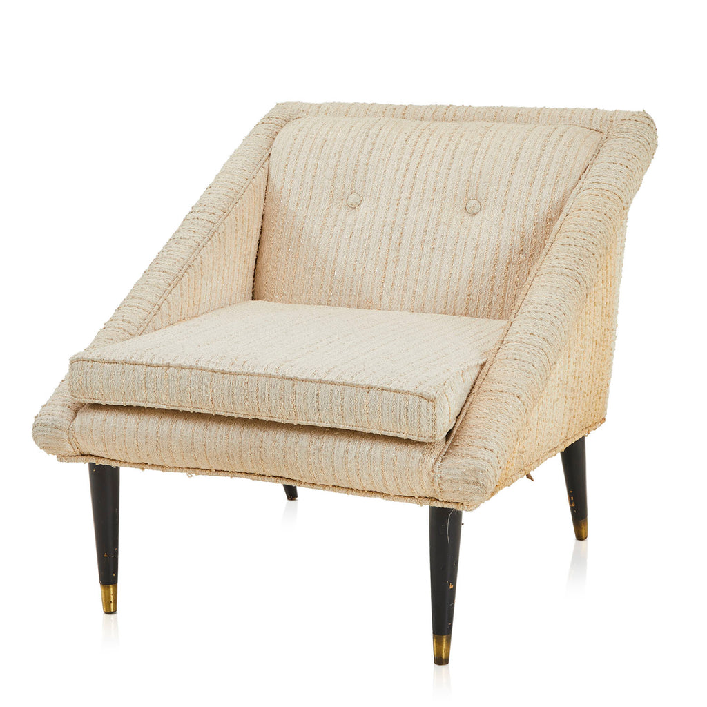 White Cream Angled Mid Century Armchair
