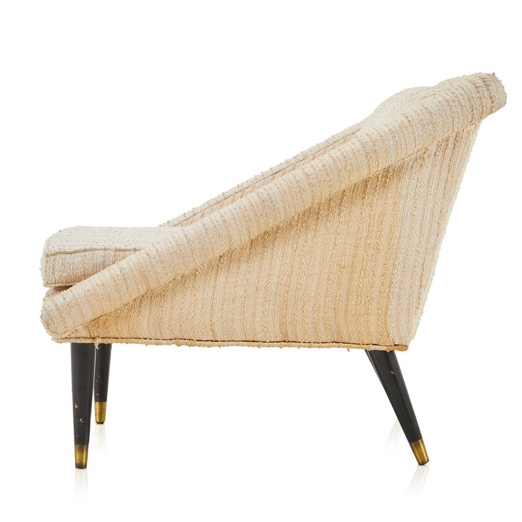 White Cream Angled Mid Century Armchair