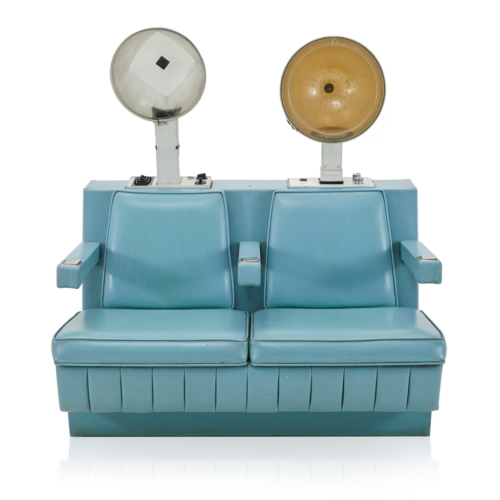 Blue Double Salon Hair Dryer Bench Unit