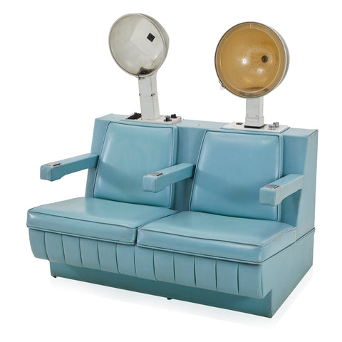 Blue Double Salon Hair Dryer Bench Unit