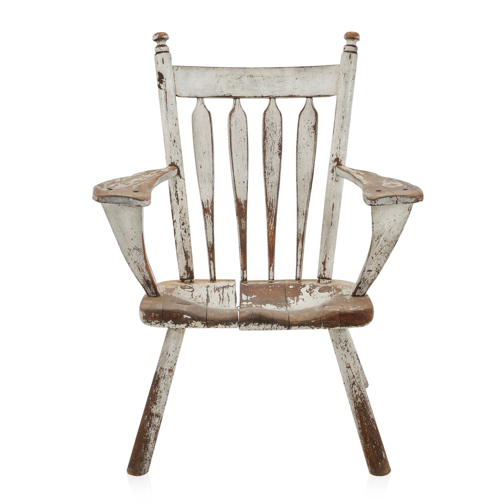 Rustic White Wood Armchair