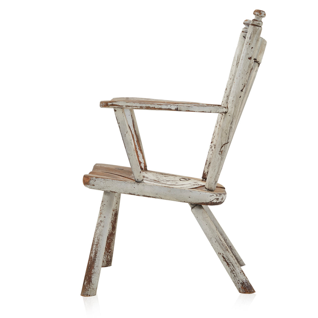Rustic White Wood Armchair