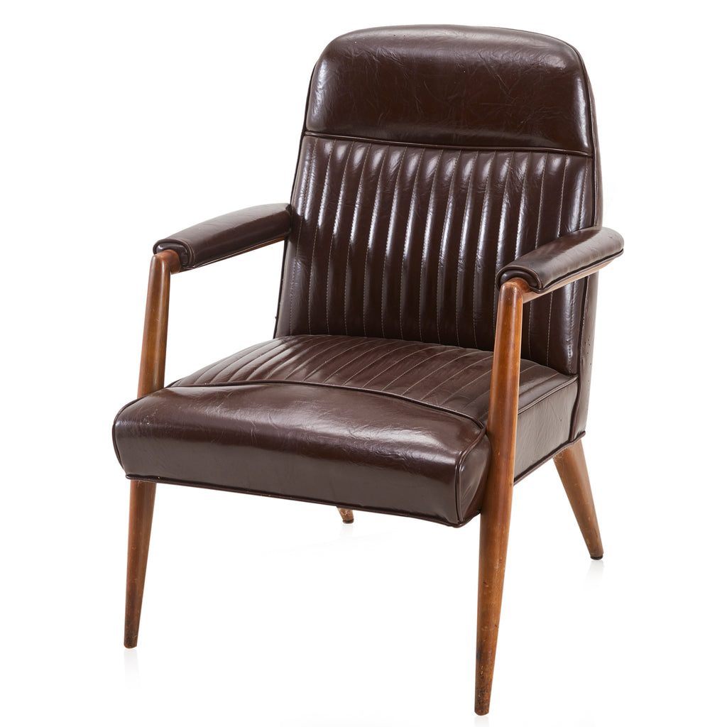 Brown Leather Mid Century Office Armchair