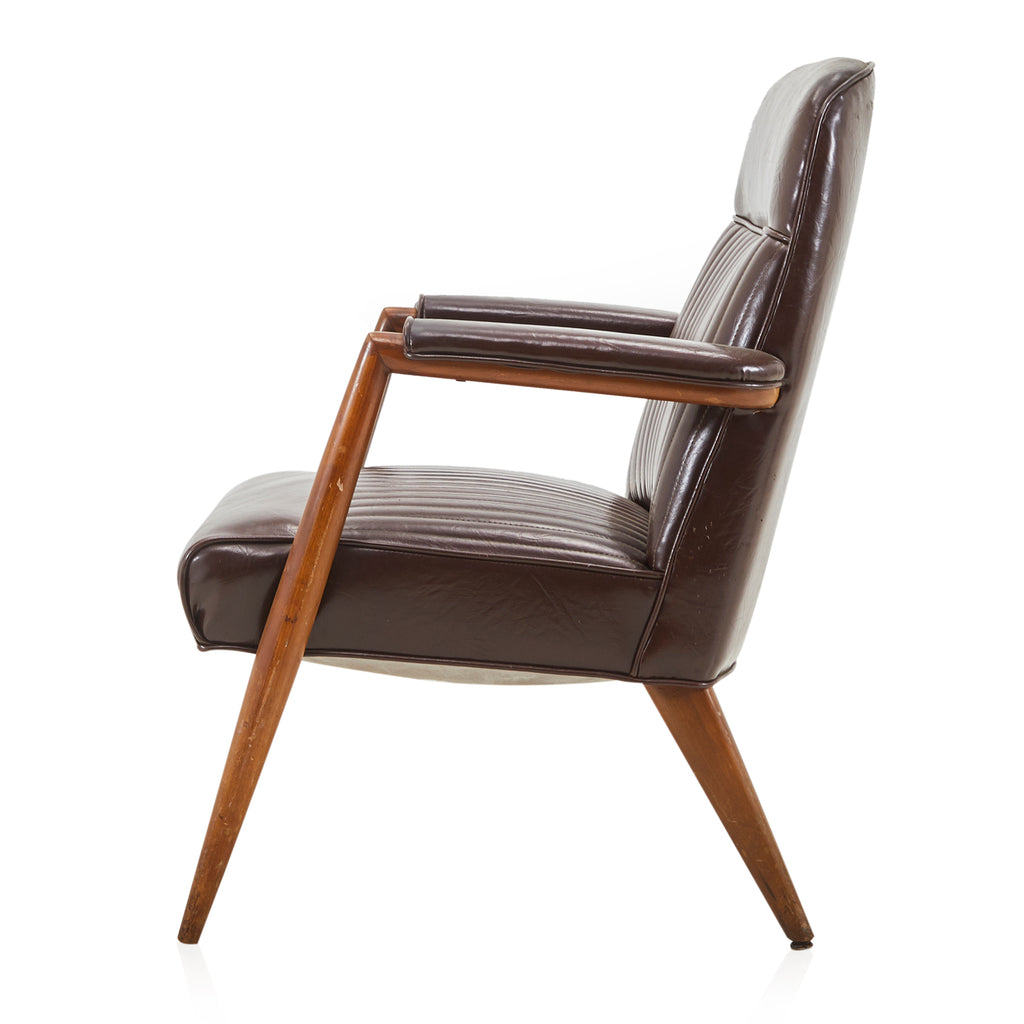 Brown Leather Mid Century Office Armchair