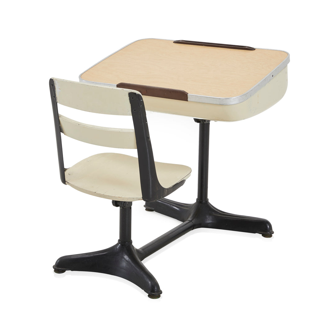 White Classroom Chair and Desk