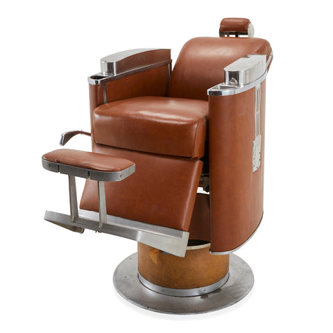 Brown Leather Koken Barber Chair