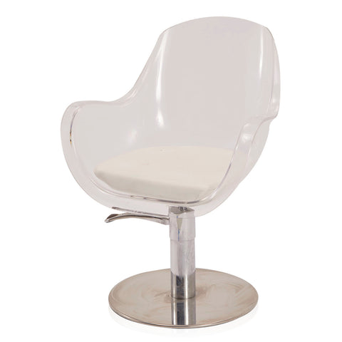 Lucite Salon Chair with Chrome Pedestal Base