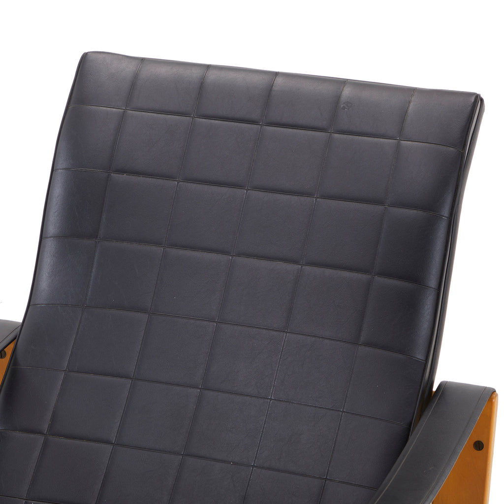 Black Leather Modern Low Back Quilted Lounge Chair